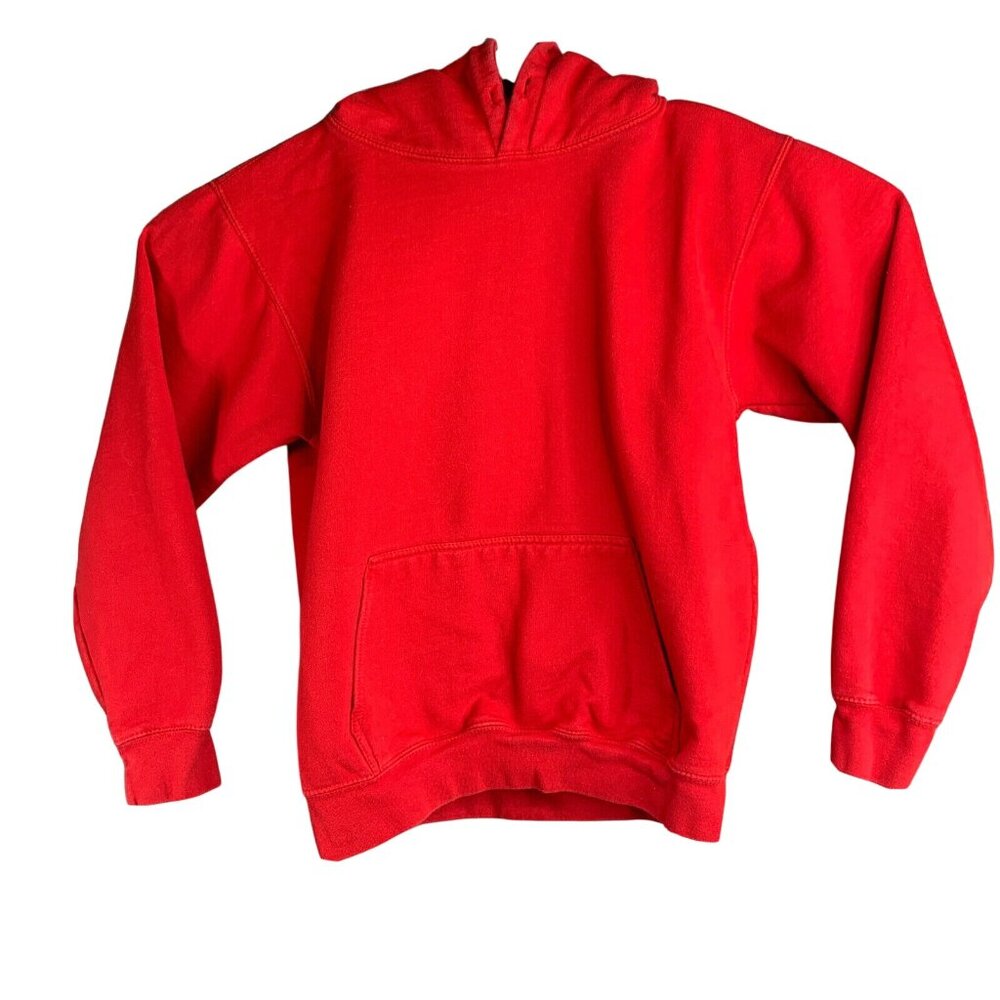 Fashion Nova Red Pullover Hoodie No Drawstring Kangaroo Pocket Unisex 19x23" Cot